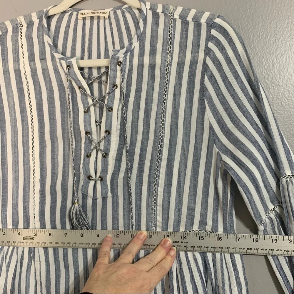 Ulla‎ Johnson Helena blue and white stripe boho dress. Size 4 - Picture 10 of 14